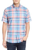 Men's Southern Tide Ocean Boulevard Classic Fit Plaid Short Sleeve Sport Shirt - Pink