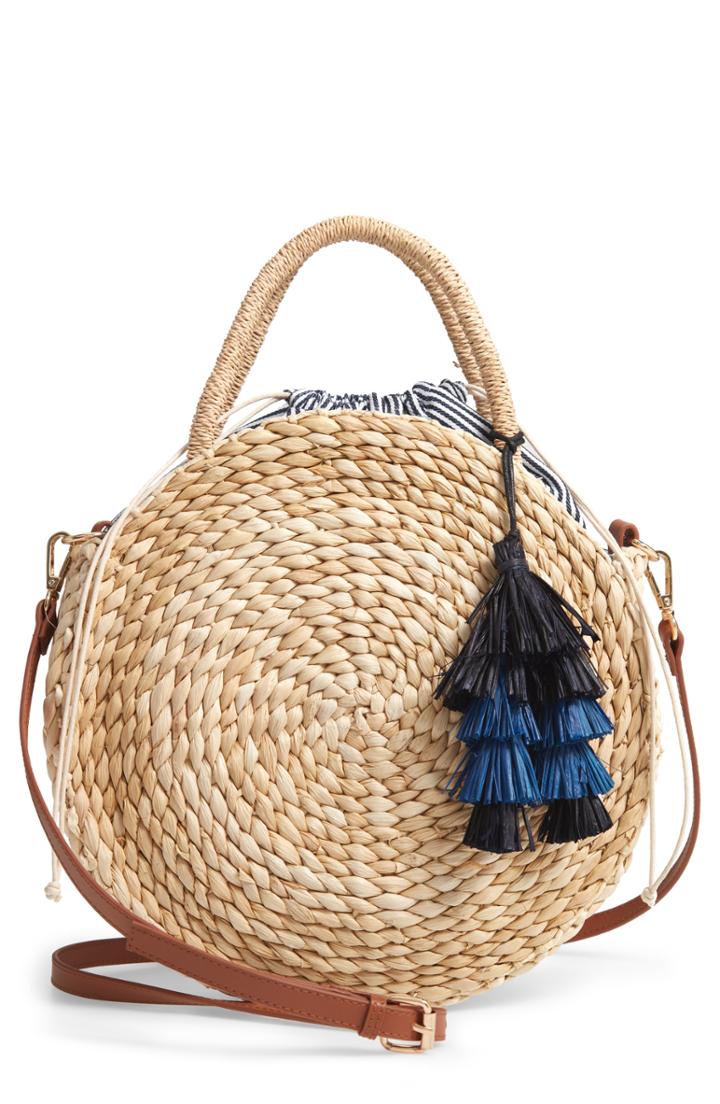 Nordstrom Joni Circular Raffia Tote - Brown