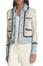 Women's Veronica Beard Santiago Denim & Tweed Layered Jacket - Ivory