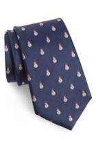 Men's Nordstrom Men's Shop Snowman Silk Tie, Size X-long - Blue