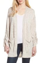 Women's Trouve Ruched Sleeve Cardigan /small - Beige