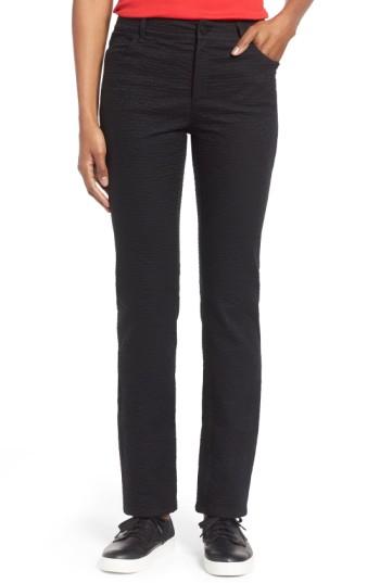 Women's Lafayette 148 New York Curvy Fit Jacquard Stretch Slim Leg Jeans - Black