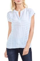 Women's Vince Camuto Resort Stripe Linen Blouse, Size - Blue