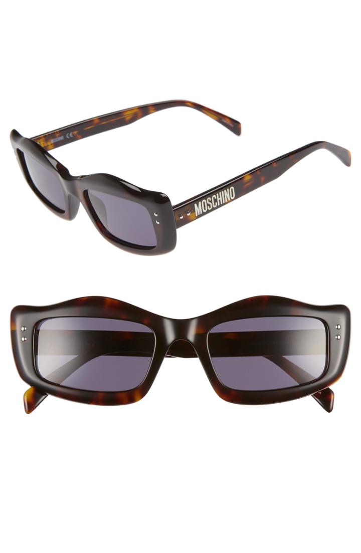 Women's Moschino 51mm Rectangle Sunglasses - Dark Havana