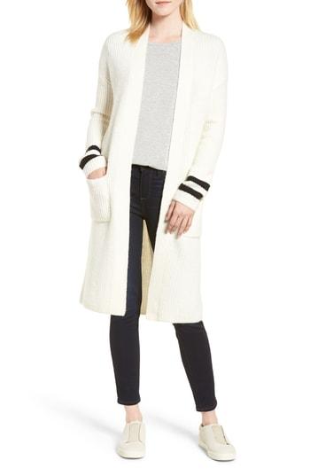 Women's Halogen Long Open Front Cardigan - Ivory