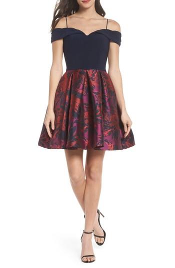 Women's Morgan & Co. Cold Shoulder Fit & Flare Dress /2 - Blue