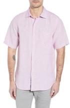 Men's Tommy Bahama Sand Linen Dobby Stripe Sport Shirt - Pink