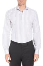Men's Ike Behar Regular Fit Stripe Dress Shirt 32/33 - White