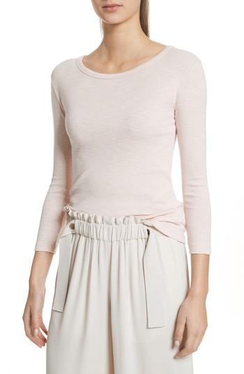 Women's Vince Three Quarter Sleeve Crewneck Tee - Pink