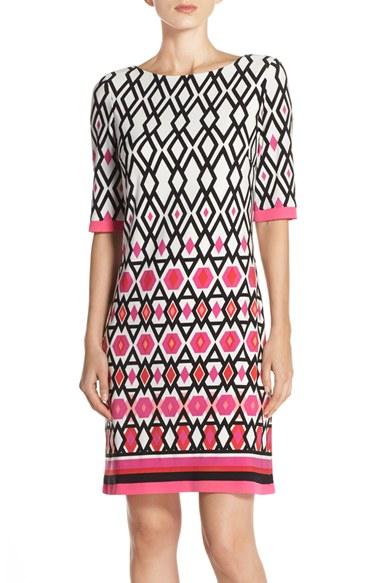 Women's Eliza J Geometric Print Jersey Sheath Dress