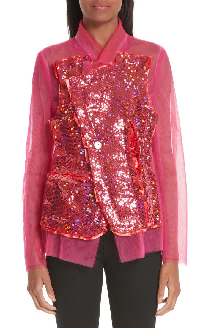 Women's Comme Des Garcons Tulle Sequin Blazer