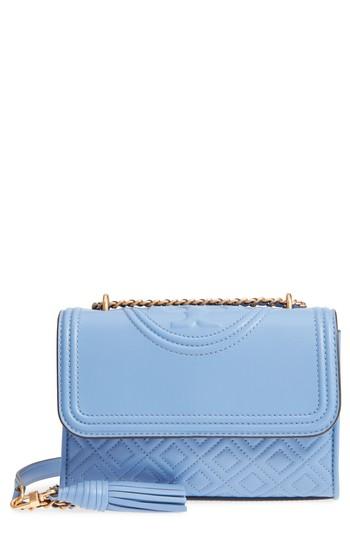Tory Burch Small Fleming Leather Convertible Shoulder Bag - Blue