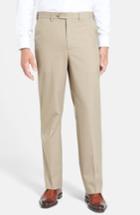 Men's Berle Self Sizer Waist Tropical Weight Flat Front Trousers X 34 - Beige