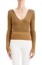 Women's Theory Back Collar Ribbed Plunge Neck Sweater