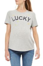 Women's Topshop Lucky Motif Maternity Tee Us (fits Like 0-2) - Grey