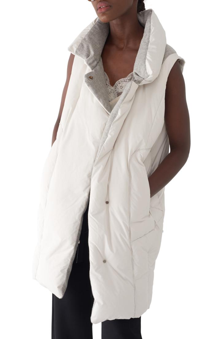 Women's Sosken Elexa Long Quilted Down Vest - White