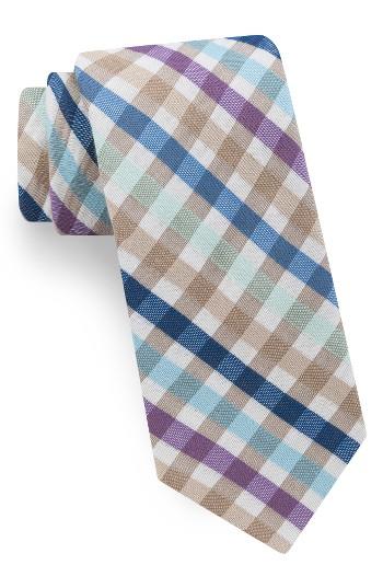 Men's Ted Baker London Circus Check Cotton & Silk Tie, Size - Beige