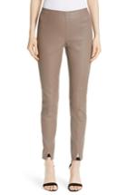 Women's St. John Collection Stretch Nappa Leather Crop Pants - Brown
