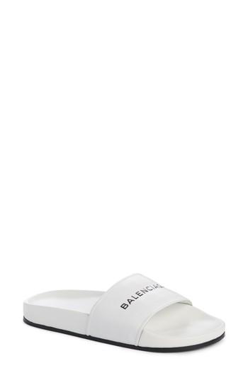 Women's Balenciaga Logo Slide Sandal Us / 35eu - White