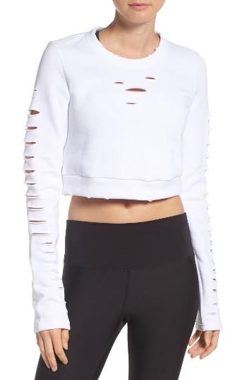 Women's Alo Ripped Warrior Crop Top - White