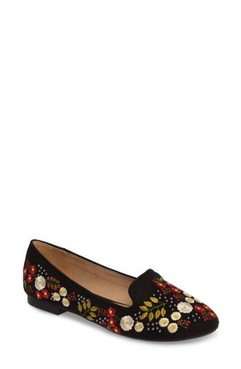 Women's Topshop Sugar Embroidered Smoking Slipper .5us / 35eu - Black