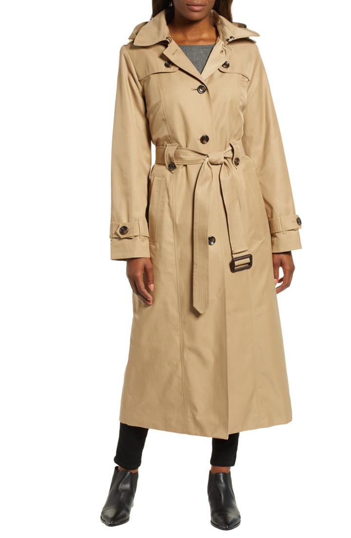 Women's London Fog Jill Long Trench Coat - Green