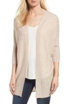 Women's Halogen Three-quarter Sleeve Cashmere Cardigan, Size - Beige