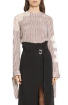Women's Robert Rodriguez Lace Inset Stripe Blouse - Red