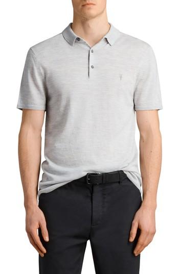 Men's Allsaints Mode Slim Fit Merino Wool Polo, Size - Grey