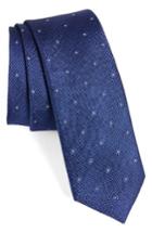 Men's Calibrate Fleur Medallion Silk Skinny Tie, Size - Blue