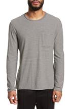 Men's Vince Feeder Stripe Long Sleeve Pocket T-shirt - Grey