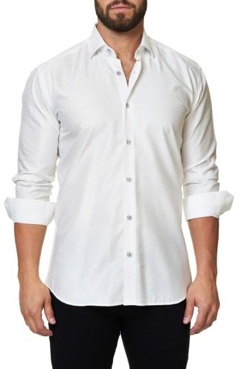 Men's Maceoo Trim Fit Dot Print Sport Shirt (s) - White
