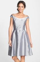 Women's Alfred Sung Dupioni Fit & Flare Dress - Grey