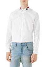 Men's Gucci Snake Embroidered Collar Shirt