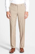 Men's Boss 'sharp' Slim Fit Flat Front Wool Trousers R - Brown