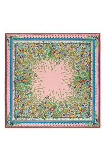 Women's Gucci Liberty Flowers Fouland Silk Square Scarf, Size - Pink