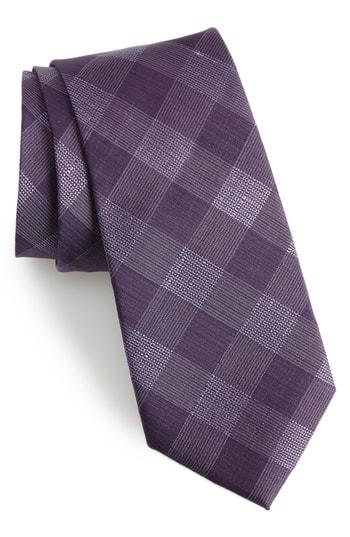Men's Calibrate Raymer Check Silk Tie, Size - Purple