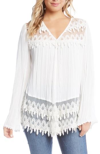 Women's Karen Kane Lace Trim Top - Ivory
