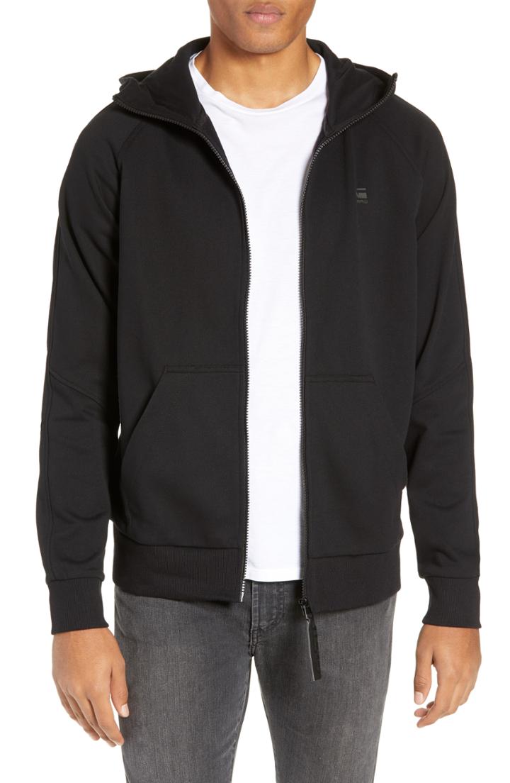 Men's G-star Raw Funnel Collar Zip Hoodie, Size - Black