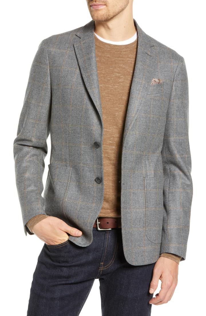 Men's 1901 Extra Trim Fit Windowpane Sport Coat S - Grey