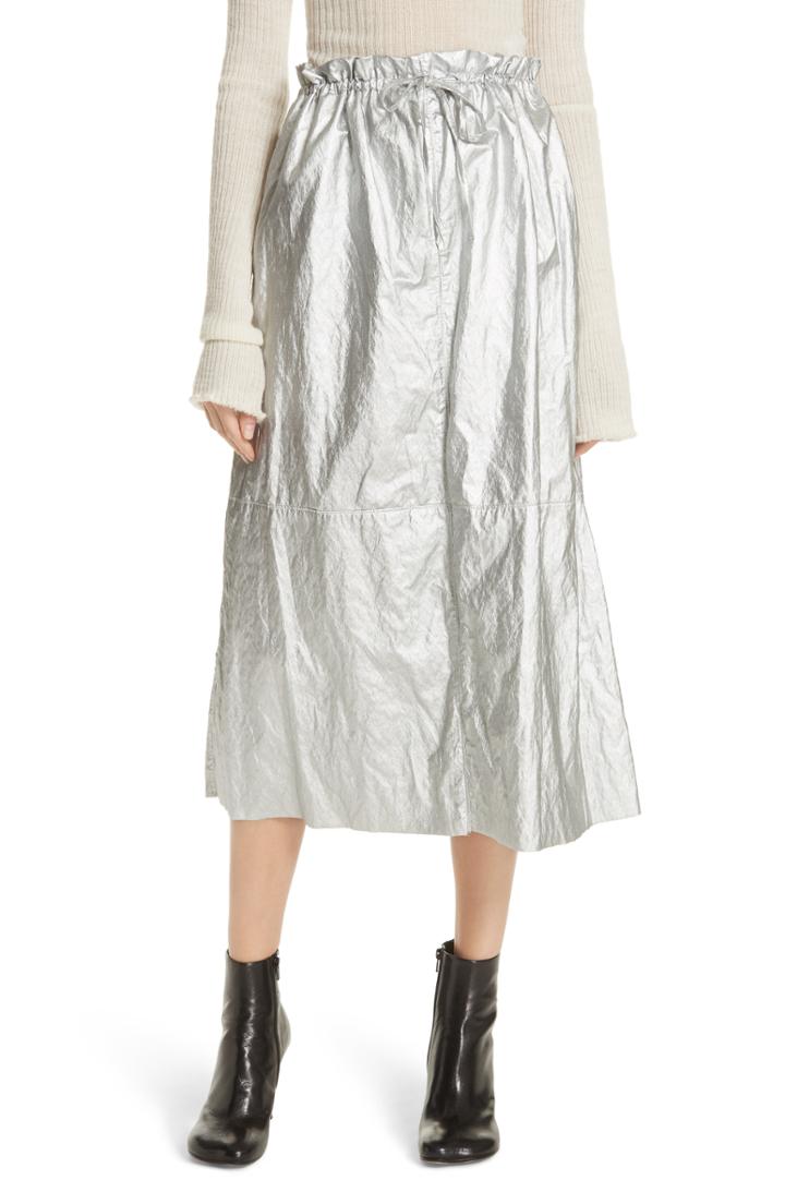 Women's Mm6 Maison Margiela Metallic Coated Skirt Us / 44 It - Metallic