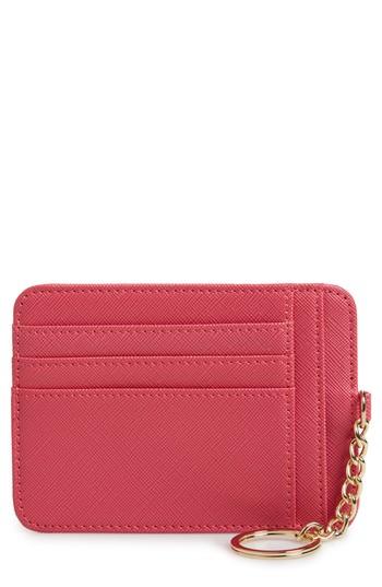 Women's Bp. Faux Leather Zip Key Chain Card Case - Pink