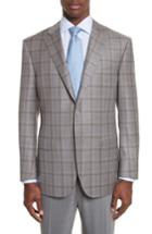 Men's Canali Classic Fit Plaid Wool Sport Coat Us / 50 Eu R - Beige