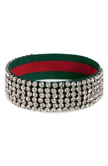 Gucci Webby Crystal Headband - Red