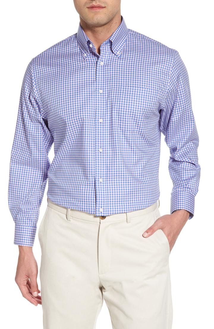 Men's Nordstrom Men's Shop Traditional Fit Non-iron Gingham Dress Shirt - 36 - Pink