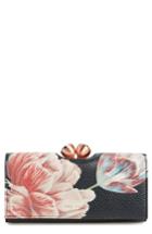 Women's Ted Baker London Tranquility Print Leather Matinee Wallet - Black