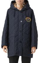 Women's Burberry Roxwell Embroidered Archive Logo Quilted Coat - Blue
