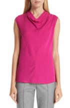 Women's St. John Collection Silk Georgette Cowl Neck Blouse - Pink