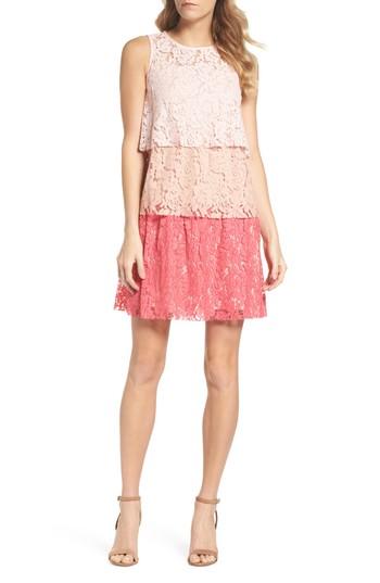 Women's Taylor Dresses Sleeveless Tiered Lace Dress - Pink