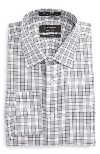 Men's Nordstrom Men's Shop Smartcare(tm) Classic Fit Check Dress Shirt .5 35 - Grey